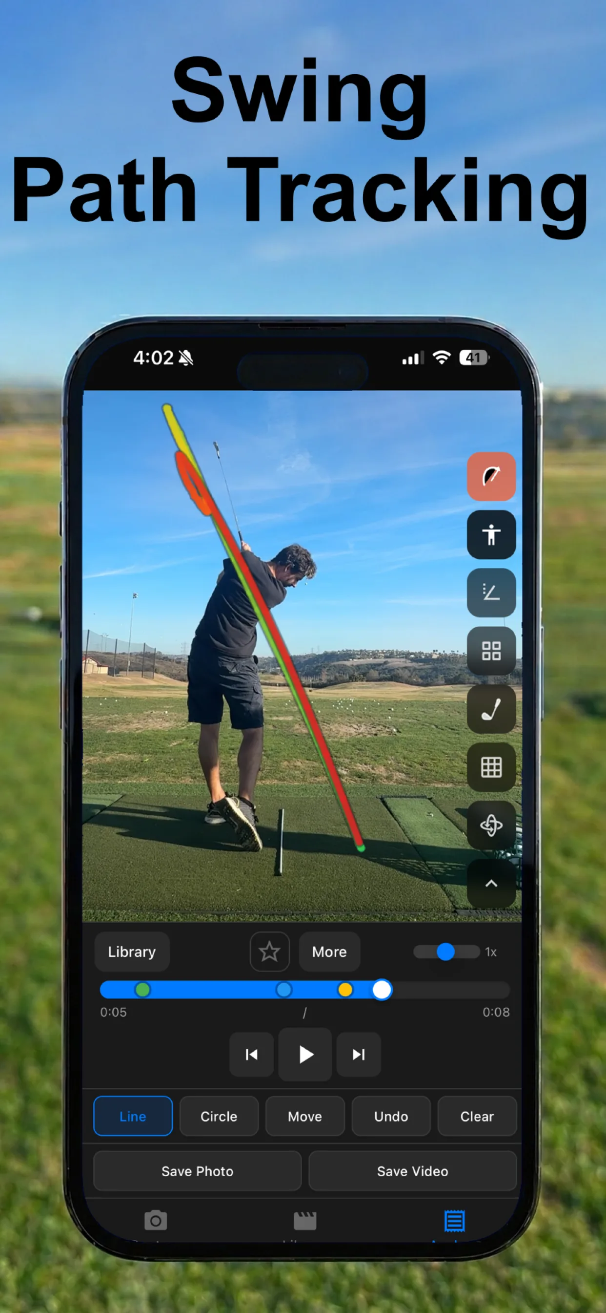 SwingDraw tracking the path of a golf swing